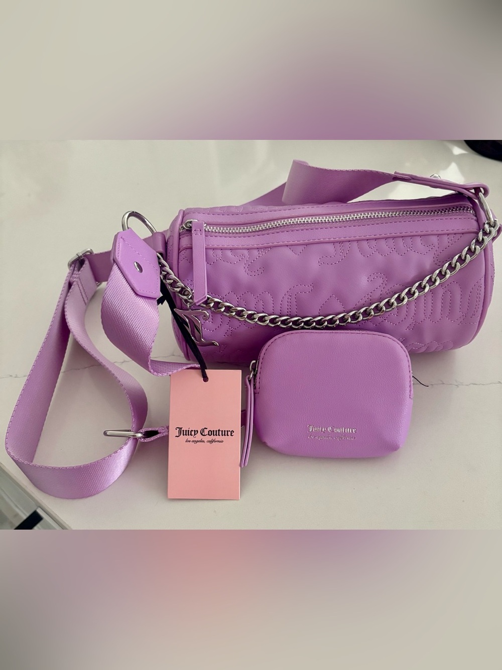 Juicy Couture Lavender Quilted Crossbody with Removable Pouch NWT
